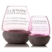 Jardin 20cm Pink glass candle holder outdoor - Garden it's a thing of beauty