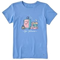 Life is Good Women's Go Places Luggages Short Sleeve Crusher Tee