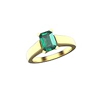 2.00 CTW Zambian Emerald Ring In 14k Solid Gold Ring Stone Size 7 * 9MM Emerald Cut Ring Solitaire Ring For Women And Girls