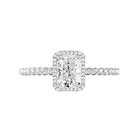 4 CT Crushed Radiant Cut Colorless Moissanite Engagement Rings for Women, Halo Handmade Moissanite Diamond Bridal Wedding Ring, Anniversary Propose Gift Her