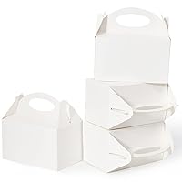 25 Pcs White Party Treat Boxes, Candy Cookies DIY Favor Bags Goodies Gable Box for Kids Birthday