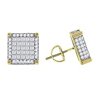 925 Sterling Silver Yellow tone Mens Princess CZ Cubic Zirconia Simulated Diamond Square Stud Earrings Jewelry Gifts for Men