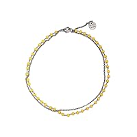 Silver-Plated Neon Beads Chain Anklet - Adjustable Band, Brand Charm, Brass Base - One Size