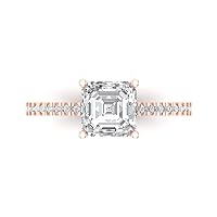 1.66 carat Asscher Cut Genuine Clear Simulated Diamond Bridal Wedding Anniversary Proposal 18K Rose Gold Solitaire s Ring