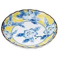 Set of 10 Round Dishes, Yellow Flower Pattern, 5.0 Dishes, 6.4 x 1.2 inches (16.3 x 3.2 cm), Restaurant, Commercial Use, Tableware