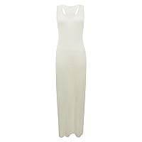 Womens Wide Strap Scoop Neck Bodycon Maxi Dress Sleeveless Racer Back Party Dress