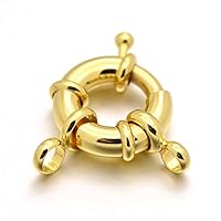 Pandahall 10pcs 18K Gold Plated Spring Ring Round Clasp with Closed Ring 15mm Jewelry Connector for Chain Necklace Bracelet Jewelry Making Findings Replacement