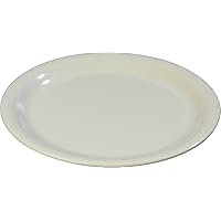 Carlisle FoodService Products Sierrus Reusable Plastic Plate with Narrow Rim for Buffets, Restaurants, and Homes, Melamine, 7.25 Inches, Bone, (Pack of 48)
