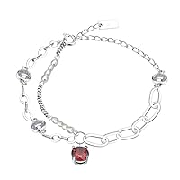 Plated Dainty Bracelet with Ruby, Pearls Sterling Silver Bracelet Link Bracelets Fashion Jewelry for Girls & Women