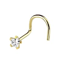 9K Solid Yellow Gold 3mm Star CZ Nose Body jewelry
