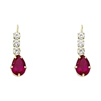 14k Gold Red CZ Cubic Zirconia Simulated Diamond Drop Dangle Earrings Jewelry Gifts for Women