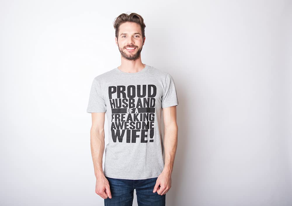 Mens Proud Husband of a Freaking Awesome Wife Funny Married T Shirt