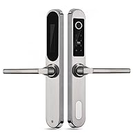 304 SS Smart Lock Electronic Biometric Fingerprint Scanner Keyless Touch Security Door Locks for Aluminum Glass Sliding Door (Color : Black, Size : Left Pull)