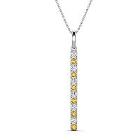 Alternating Round Natural Diamond & Citrine 0.25 ctw Vertical Pendant Necklace 14K Gold