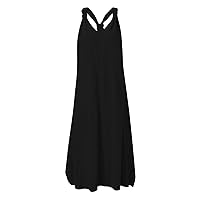 Women's Dress Shirts,Womens Loose Casual Plain Sleeveless V Neck Backless Beach Casual Skirt Pretty Dresses for