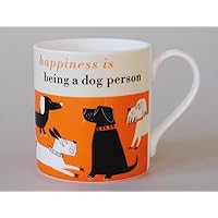 Happiness is Being a Dog Person Contemporary Bone China Mug - Stoke on Trent, England - Orange