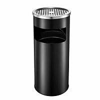 Floor Standing Ashtray, Stainless Steel Cigarette Bin Standing Ashtray with Trash Can for Public Places Hotel Lobby (Color : Black, Size : 25x60cm)