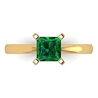 Clara Pucci 1.0 ct Princess Cut Solitaire Simulated Emerald Engagement Wedding Bridal Promise Anniversary Ring 18K Yellow Gold