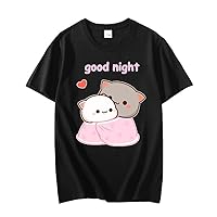 Cute Cat Good Night Printed T Shirts Summer Fashion Graphic Unisex Tees Shirts Short Sleeve Tops for Summer