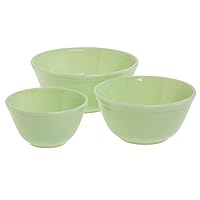 3 Pieces Glass Mixing Bowl Set - Jade (Green) Color - 20 oz, 40 oz, 65 oz
