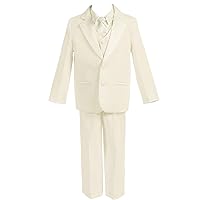 Boys' 4 Piece 2 Button Slim Trim Fit Casual Suits Black(Jacket+Vest+Pants+tie)