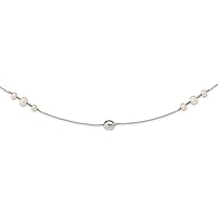 925 Sterling Silver Polished Bead and Freshwater Cultured Pearl Necklace 36 Inch Measures 9mm Wide Jewelry for Women