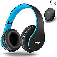 Bluetooth Headphones Over-Ear, Foldable Wireless and Wired Stereo Headset Micro SD/TF, FM for Cell Phone,PC,Soft Earmuffs &Light Weight for Prolonged Wearing (Black/Blue)
