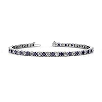 Blue Sapphire & Natural Diamond 5.17 ctw Women Eternity Tennis Bracelet 14K White Gold