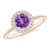 Round 0.75 Ctw Amethyst Gemstone Solitaire 925 Sterling Silver Women Promise Ring Jewelry