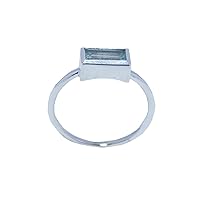 Real Gemstones Octagon Shape Faceted Sky Blue Topaz 925 Sterling Silver ring - fine Vml Jewellery nice seller gift for beautiful engagement ring SR-BTO-FC-711 -h uk