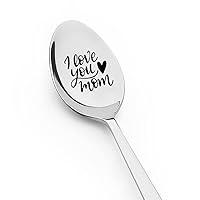 Mom Gifts from Children Kids I Love You Mom Spoon Engraved Mother Coffee Tea Spoons Gifts for Mom Mama Gifts for Birthday Mother's Day Gift for Ice Cream Tea Lovers Mom Mommy Spoon