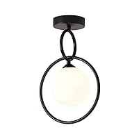 Modern Ring Ceiling Light Hallway Light Fixtures Ceiling, Glass Lampshades Metal Semi Flush Mount Ceiling Lighting Fixture for Kitchen Island Dining Table Bedroom Hallway Entryway