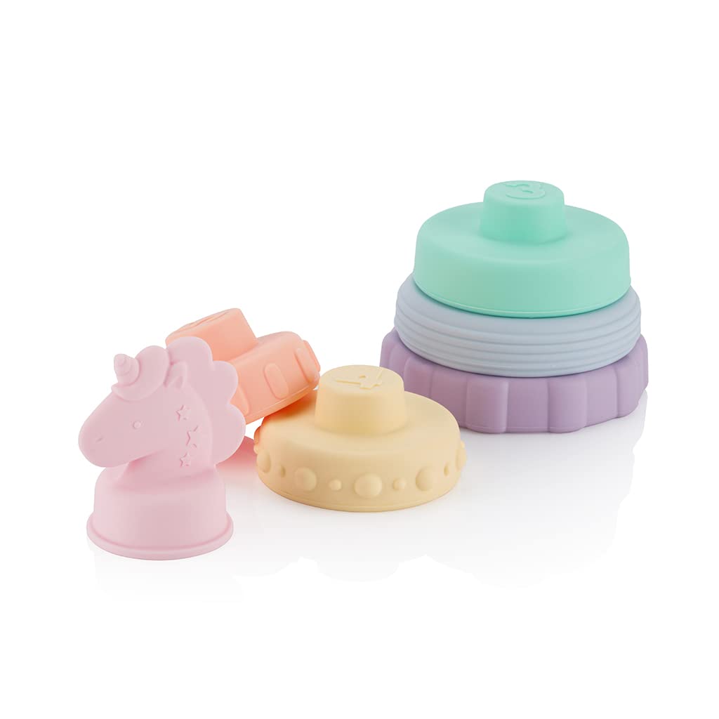 Itzy Ritzy - Itzy Stacker Silicone Stacking and Teething Toy, Unicorn (STACK8390)