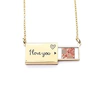Orange Line Flower Paint Letter Envelope Necklace Pendant Jewelry