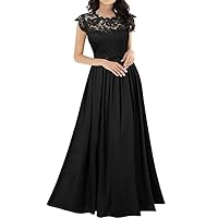 Chiffon Dress Round Neck Dress Elegant and Elegant Lace Long Dress