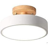 Semi Flush Mount Ceiling Lamp Dimmable Wooden Base Ceiling Light Farmhouse Stairwell Ceiling Light Fixture for Living Room Bedroom Dining Room Kitchen Hallway Entry Foyer Pendant Lamp (Color :