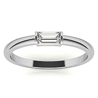 Excellent Baguette Brilliant Cut 0.88 Carat, Moissanite Diamond Promise Band, Half Bezel Set, Eternity Sterling Silver Bands, Valentine's Day Jewelry Gift, Customized Bands
