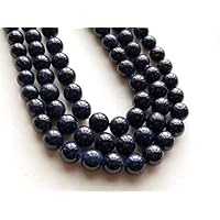 LKBEADS 1 Strand Natural Blue Sapphire Beads, Sapphire Plain Round Balls, Sapphire Necklace, 6mm-9mm, 18 Inch Code-HIGH-15678