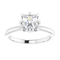 18K Solid White Gold Handmade Engagement Ring 1.00 CT Asscher Cut Moissanite Diamond Solitaire Wedding/Bridal Ring for Women/Her Gorgeous Ring