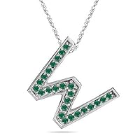 Natural Emerald Initial W Pendant