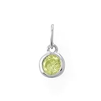 925 Sterling Silver Round CZ August Charm Pendant Necklace Rhodium Plated Light Green CZ Measures 6.5mm X 8.7m Jewelry for Women
