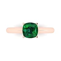 Clara Pucci 1.50 ct Cushion Cut Solitaire Simulated Emerald Engagement Wedding Bridal Promise Anniversary Ring 18K Rose Gold