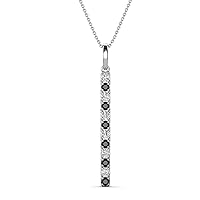Alternating Round Natural Diamond & Black Diamond 0.31 ctw Vertical Pendant Necklace 14K Gold