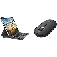 Logitech Slim Folio PRO Backlit Bluetooth Keyboard Case for iPad Pro 11-inch (1st, 2nd and 3rd gen) - Graphite + Logitech Pebble i345 Wireless Bluetooth Mouse - Graphite