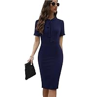Summer Women Classy Solid Color Dresses with Formal Business Work Elegant Dress