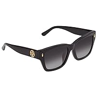 Tory Burch Women's TY7167U Universal Fit Polarized Rectangular Sunglasses, Black, 53mm