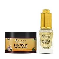 mk 24K Gold Facial Kit | Dewy Glass Skin Finish | Facial kit for Radiant Look | 24K Gold Face Mask Pack 50gm | 24K Gold Beauty Oil 20ml | Korean Skin Care | for Women & Men | Free Jute Bag