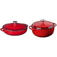 Lodge EC3CC43 Enameled Cast Iron Covered Casserole, 3-Quart, Island Spice Red & EC4D43 Enameled Cast Iron Dutch Oven, 4.6-Quart, Island Spice Red