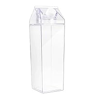 Clear Square Milk Bottle, 1000ml Plastic Clear Water Bottle Leak-Proof Milk Carton Water Bottle for Outdoor Sports Travel Camping