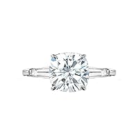 Moissanite Engagement Ring, Cushion Cut 1.0 CT Colorless Stone, 925 Sterling Silver Setting with 18K Gold Ring